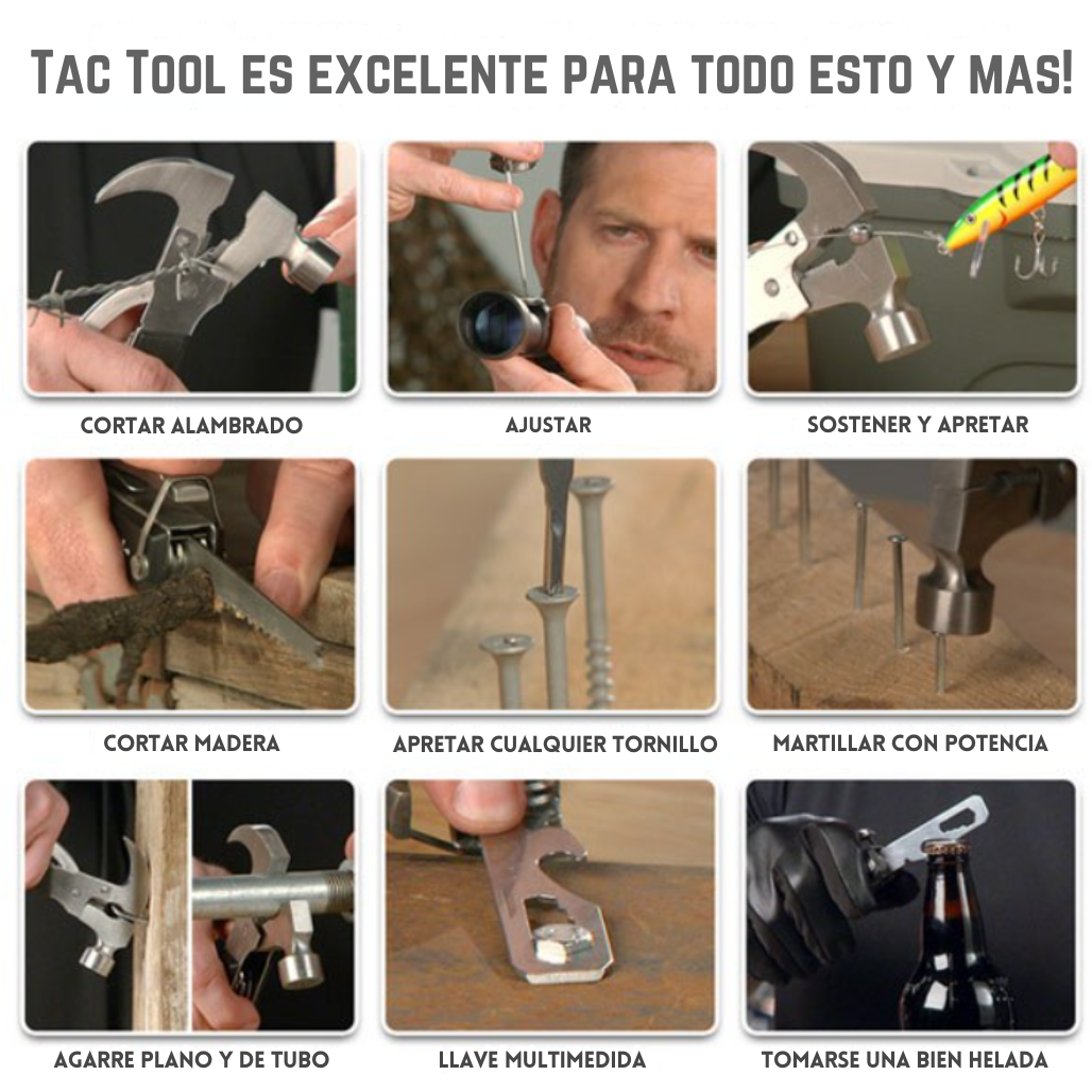 Tactool - Martillo Multiherramienta Portatil 18 en 1