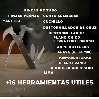 Tactool - Martillo Multiherramienta Portatil 18 en 1